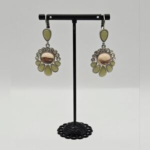 Elegant Silver and Green Dangle Earrings